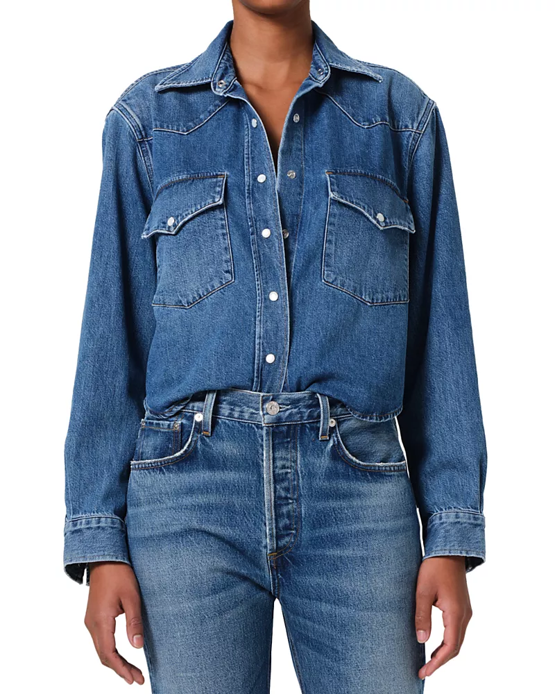 Citizens of Humanity Cropped Western Denim Shirt