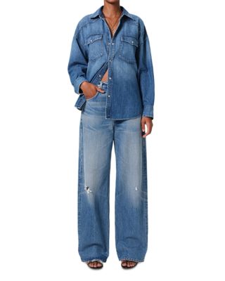 Ayla High Rise Baggy Wide Leg Jeans in Solano