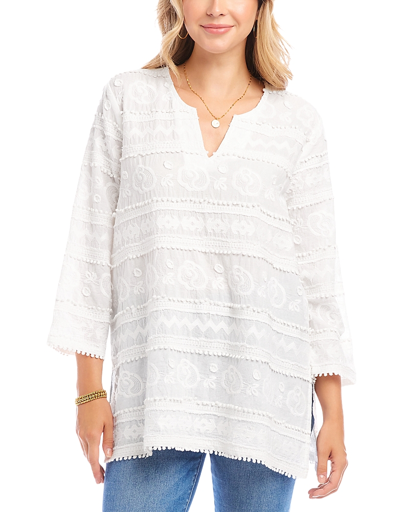 Karen Kane Embroidered Costa Palmas Top In Off White In Off White