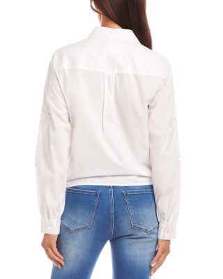 Embroidered Tie Front Shirt