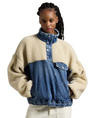 Ralph Lauren - Fleece Denim Mock Neck Pullover