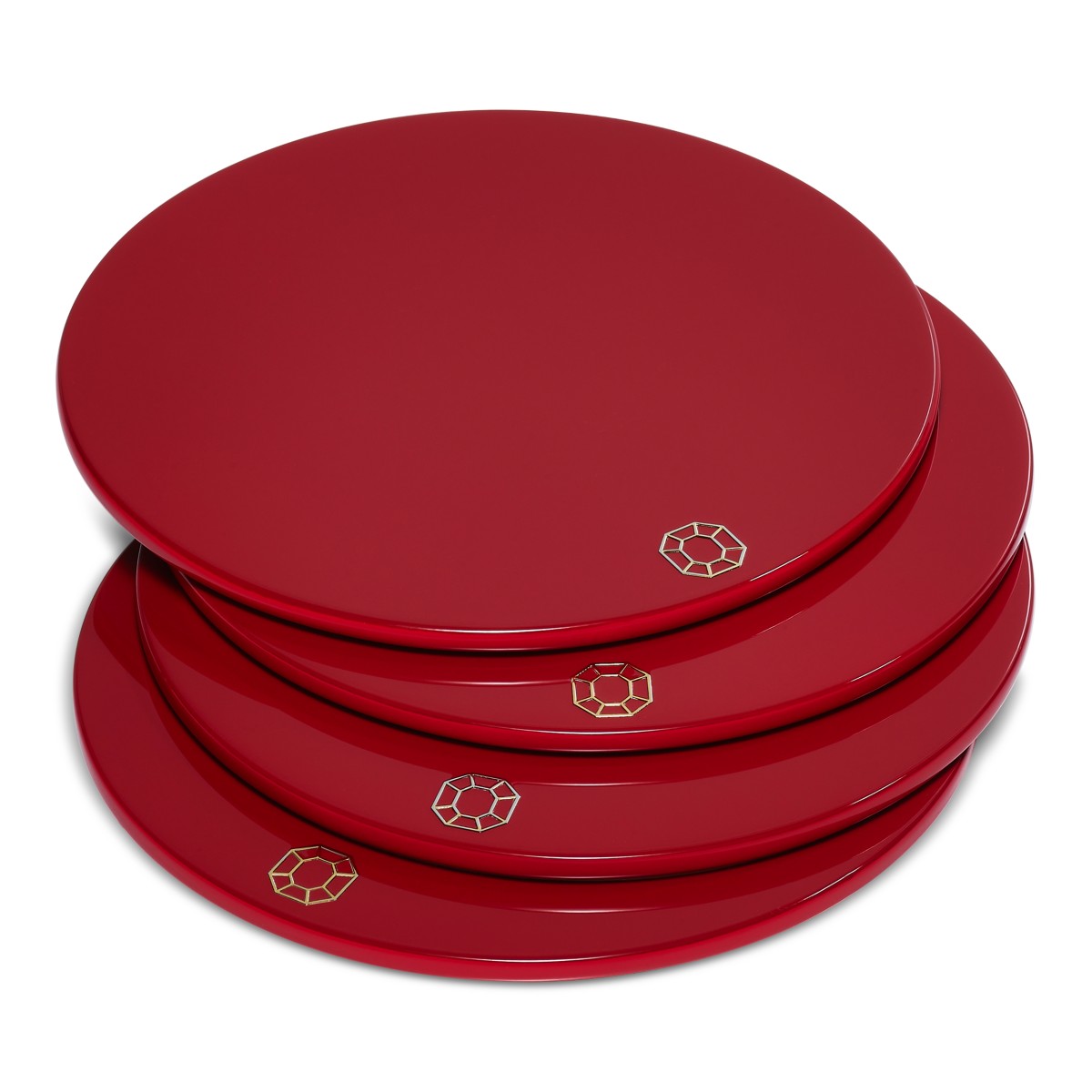 Baccarat Octagon Coaster, Set of 4 in Red