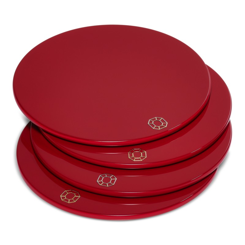 Baccarat Octagon Coaster, Set of 4 in Red