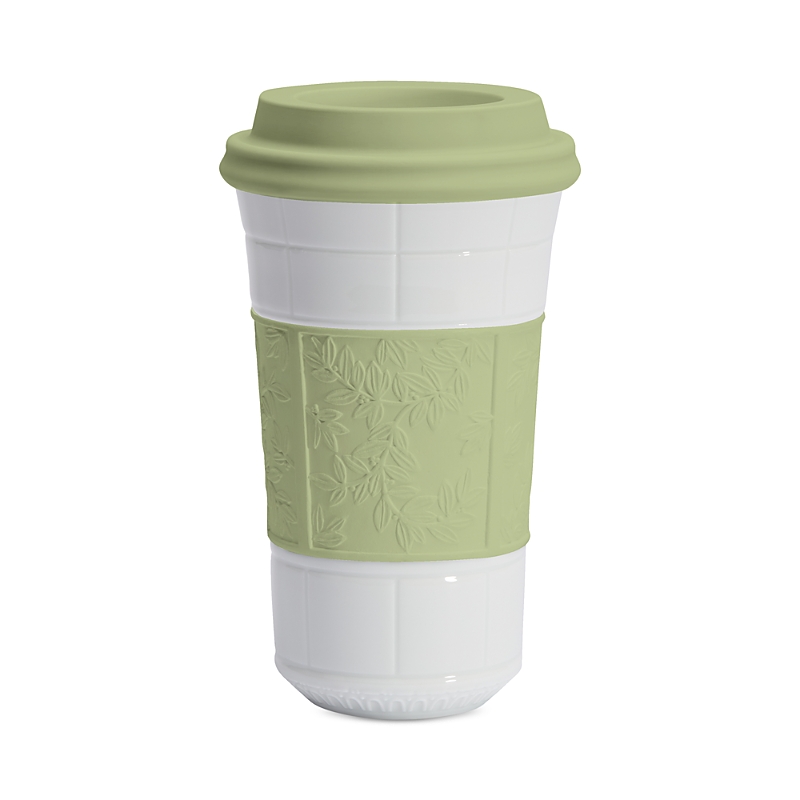Bernardaud Louvre Porcelain Travel Mug In Green