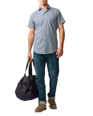 Printed Short Sleeve Button Front Shirt