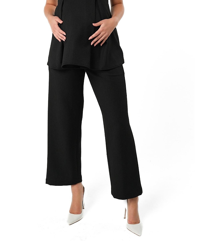 Marion Women's Wide Leg Maternity Work Pant in Italian Stretch Suiting Fabric (Regular & Petite)