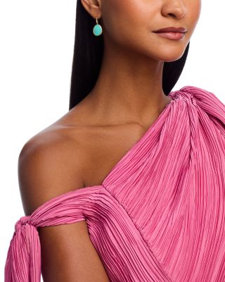 18K Yellow Gold Lunaria Color Gemstone & Diamond Drop Earrings