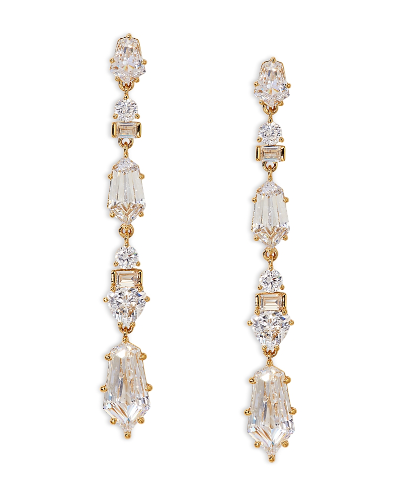 Nadri Luxor Kite Cubic Zirconia Linear Drop Earrings In Gold
