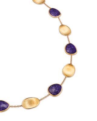 18K Yellow Gold Lunaria Color Charoite Collar Necklace, 17"