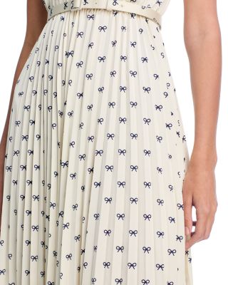 Satin Bow Print Midi Dress