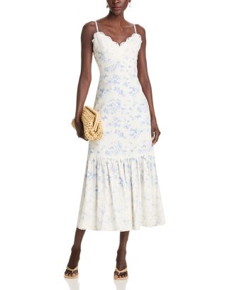 high waist maxi dress Green Polka Dot Lace Trimmed Neckline High Waist Maxi Dress