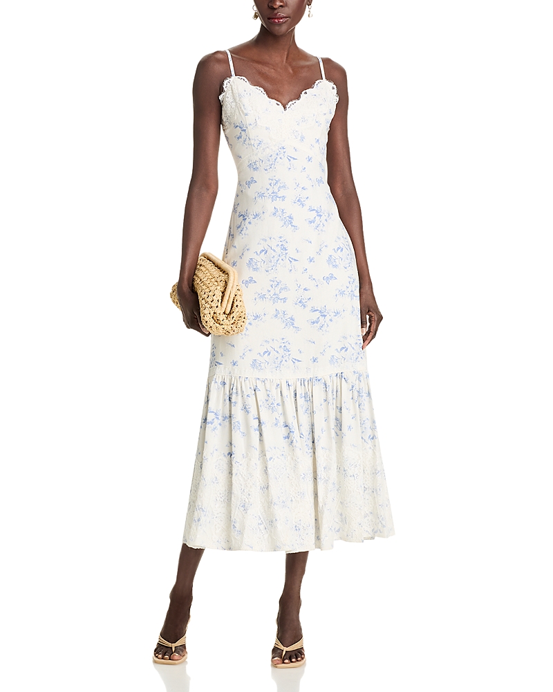 Aqua Lace Trim Midi Dress - Exclusive