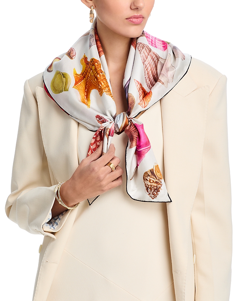Echo Sea Treasures Silk Twill Scarf In Cream
