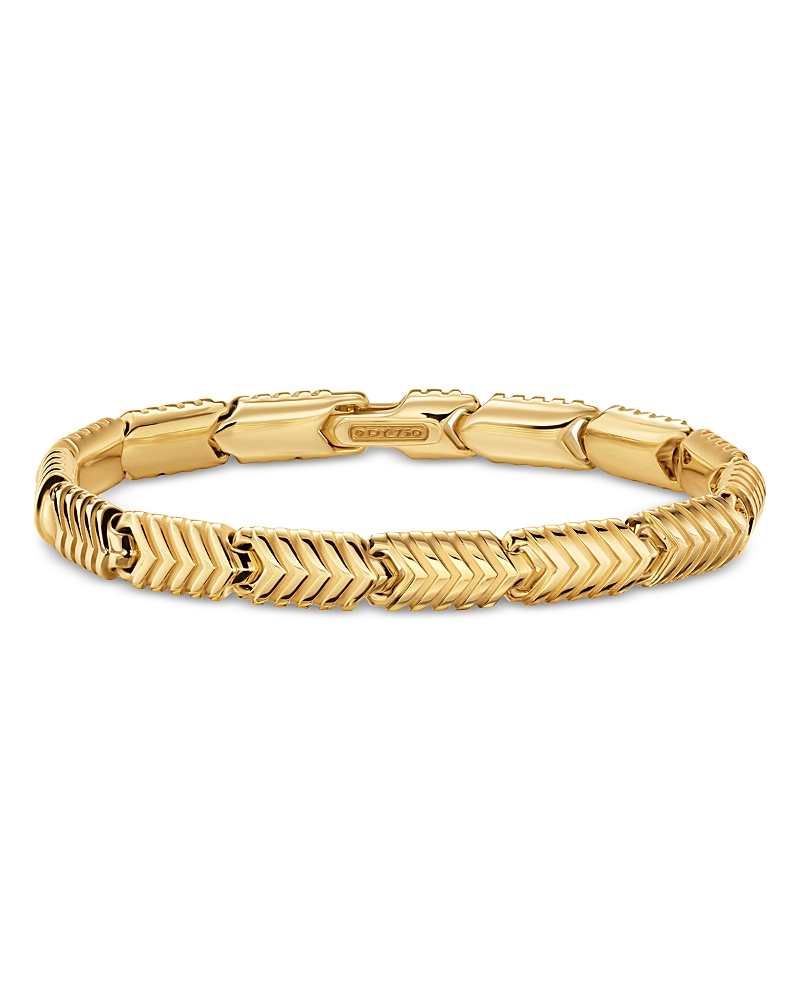 Men's Chevron Link Bracelet in 18K Yellow Gold, 7.6mm