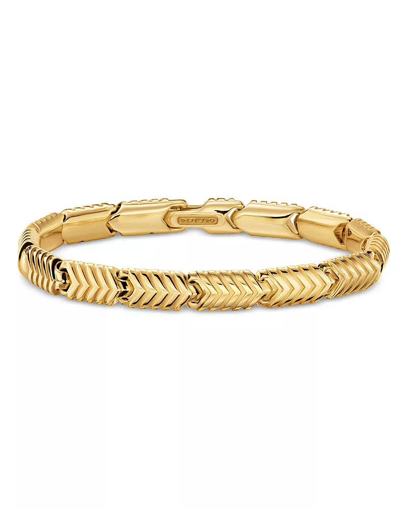 Men's Chevron Link Bracelet in 18K Yellow Gold, 7.6mm