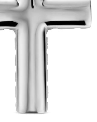 Men's Chevron Cross Pendant in Sterling Silver with Black Diamonds, 36mm