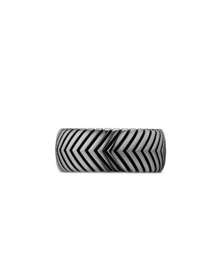 Men's Chevron Band Ring in Sterling Silver, 10mm