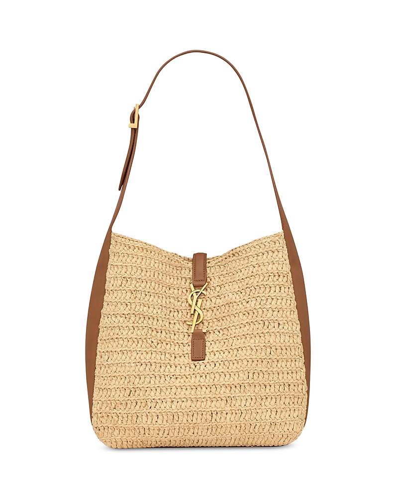 Saint Laurent Le 5 A 7 Supple Small Shoulder Bag in Raffia