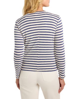 Snap Front Striped Cardigan