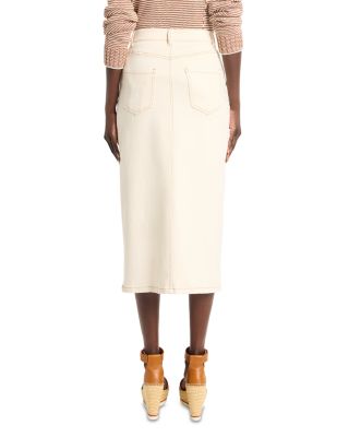 Front Slit Denim Midi Skirt