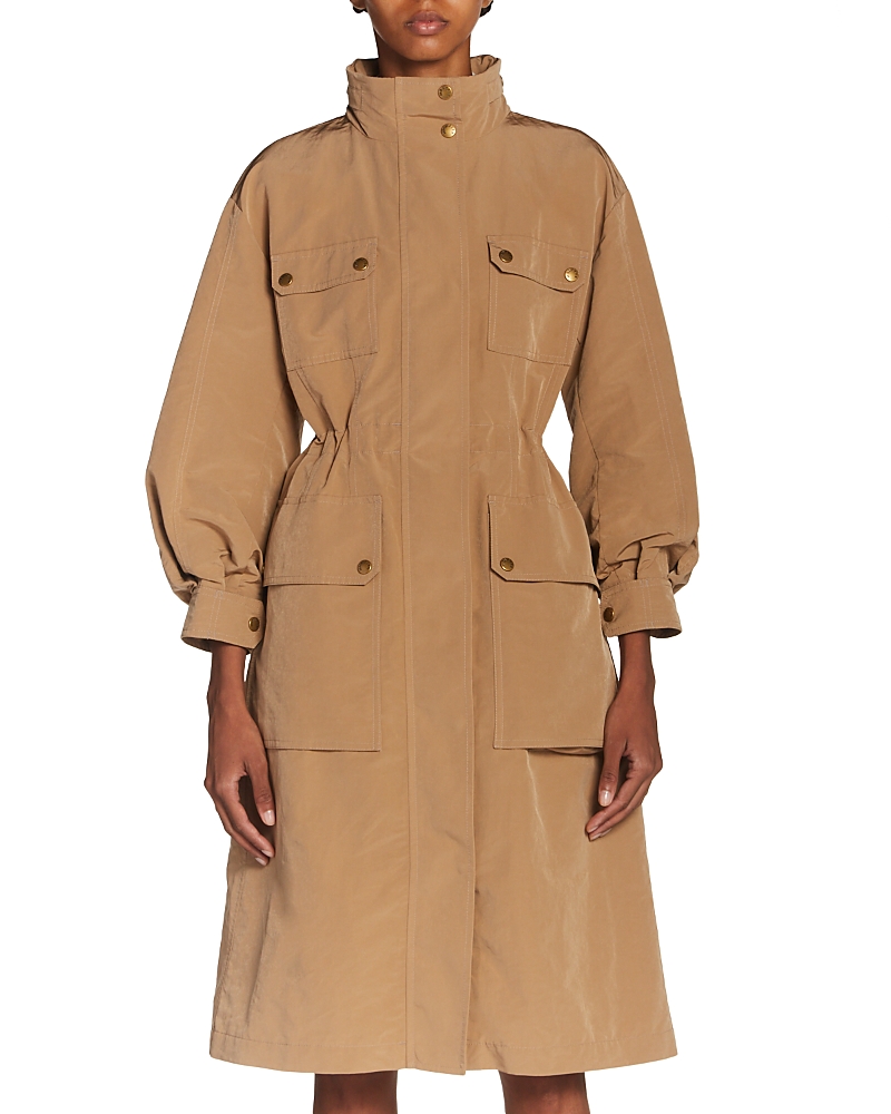 Shop Moncler Nantes Cinched Waist Parka In Dark Beige