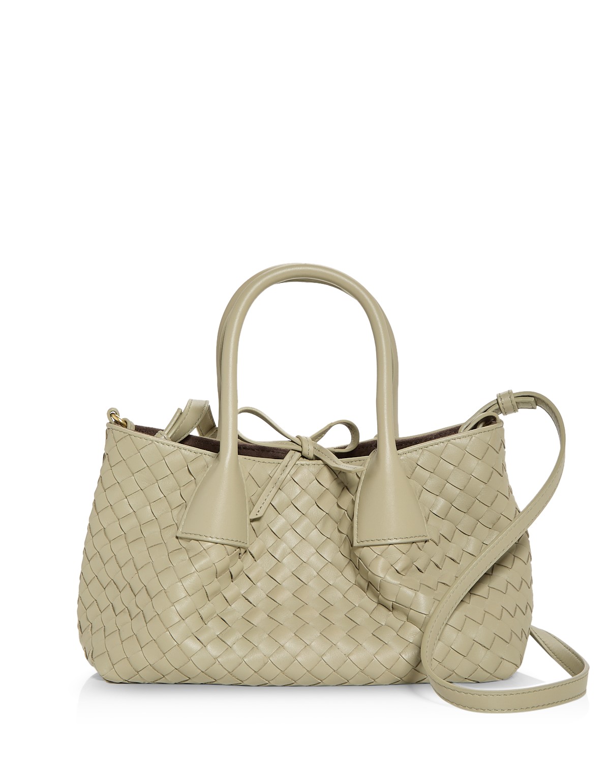 Bottega Veneta Small Pinacoteca Intrecciato Leather Tote in Travertine/Fondant