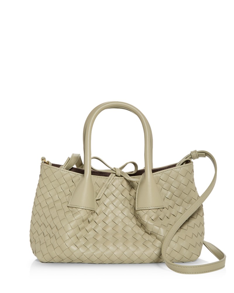 Bottega Veneta Small Pinacoteca Intrecciato Leather Tote in Travertine/Fondant