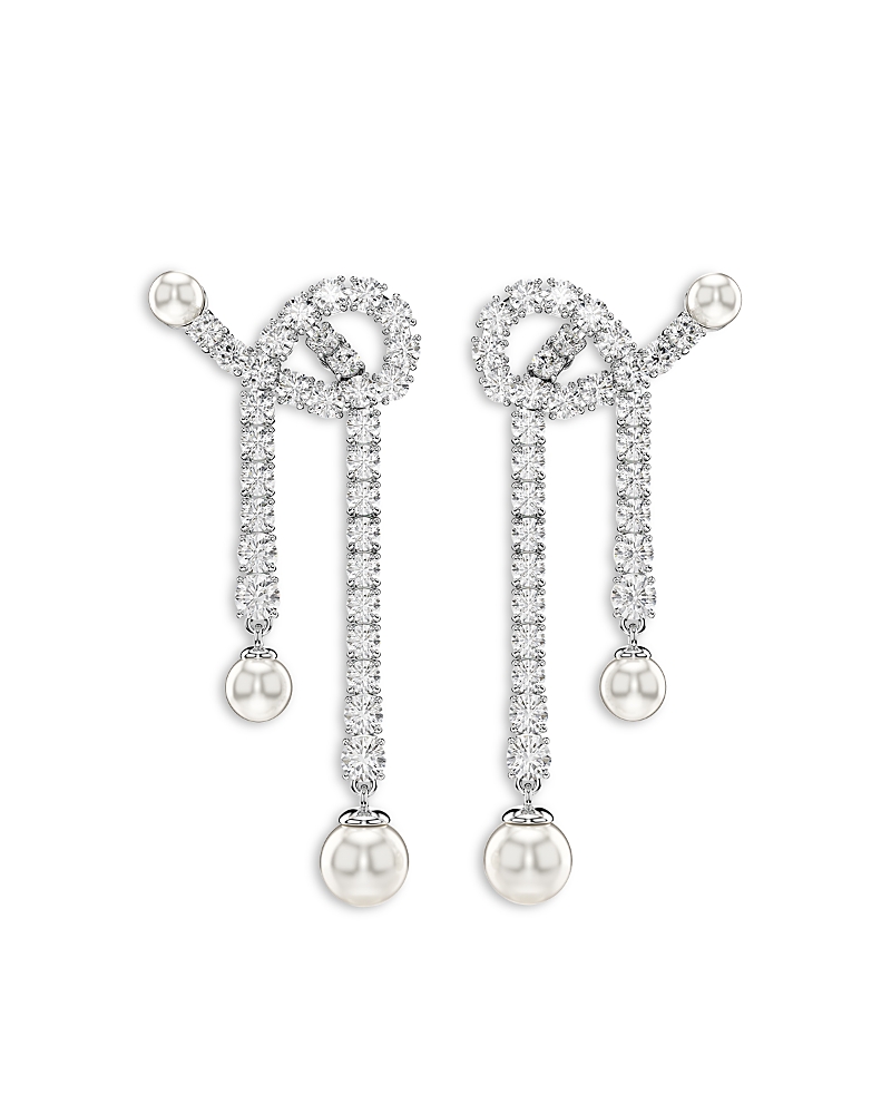 SWAROVSKI LUCENT IMITATION PEARL & CRYSTAL MATRIX DROP EARRINGS