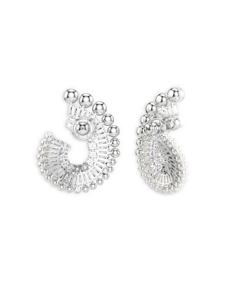 Ariana Grande Imitation Pearl & Crystal Baguette Spiral Hoop Earrings