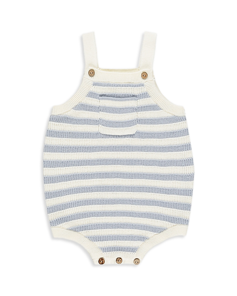 Rylee + Cru Unisex Ashton Knit Romper - Baby In Light-blue