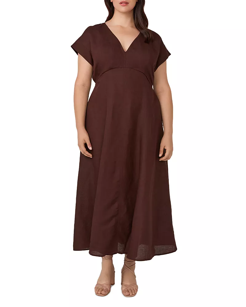 Estelle Plus Aubrey V Neck Midi Dress