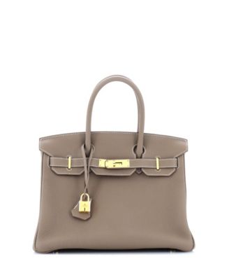 Pre-Owned HERMES Birkin 30 Handbag Grey Togo with Gold Hardware