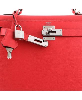 Kelly 28 Handbag Pink Epsom with Palladium Hardware