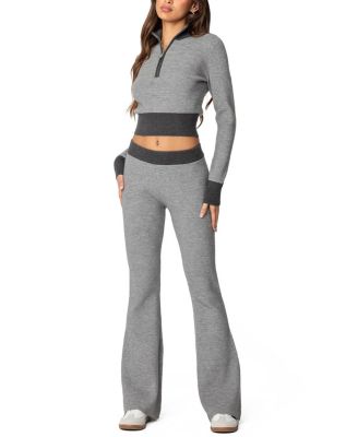 Lei Contrast Half Zip Knit Top