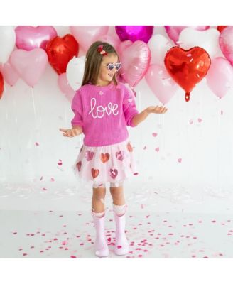 Sequin Heart Valentine's Day Tutu Skirt - Little Kid