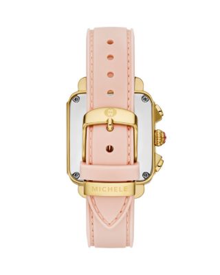 Deco Sport Chronograph 18K Gold Plated Ballet Pink Silicone Watch, 34mm x 36mm