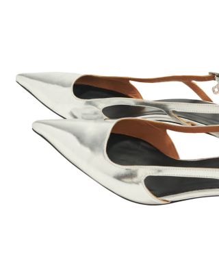 Women&#39;s Silver Leather Strappy Heels
