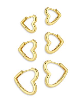Aqua Polished Graduated Heart Huggie Hoop Earrings, Set of 3 - Exclusive