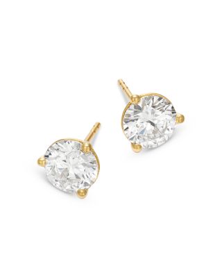 Certified Lab Grown Diamond Stud Earrings in 18K White Gold, 3.0 tcw