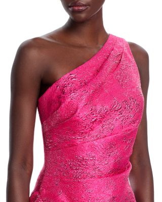 Metallic Jacquard Side Ruffled Gown