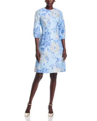 Teri Jon by Rickie Freeman - Metallic Floral Jacquard Dress