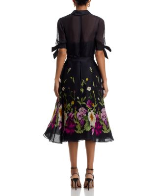 Floral Border Print Shirt Dress