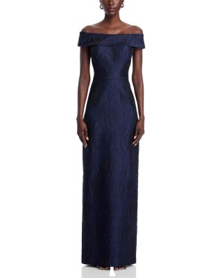 Jacquard Off-the-Shoulder Gown