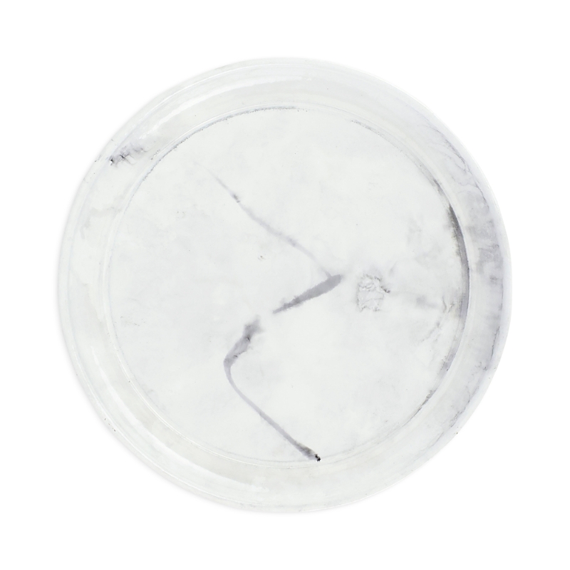 Vietri Florentine Wooden Accessories Marble Look Small Round Tray In White