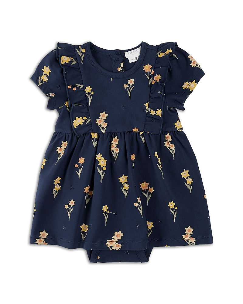 Firsts By Petit Lem Girls' Daffodils Bodysuit Dress - Baby In Navy
