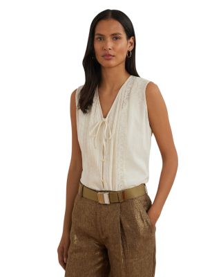 Ralph Lauren - Embroidered Voile Sleeveless Blouse