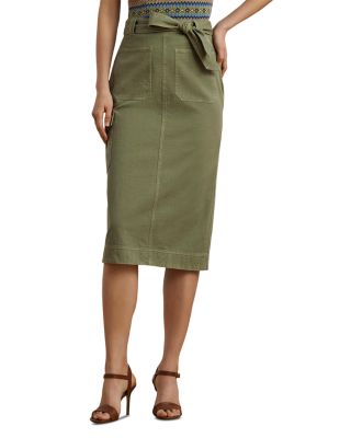 Ralph Lauren - Belted Cotton Twill Pencil Skirt