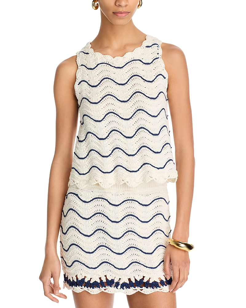 Shop Cara Cara Casey Scalloped Crochet Top In Midnight Wave