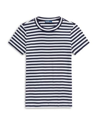 Striped Ribbed Cotton Crewneck Tee