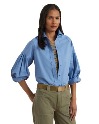 Ralph Lauren - Cotton Poplin Blouson Sleeve Shirt